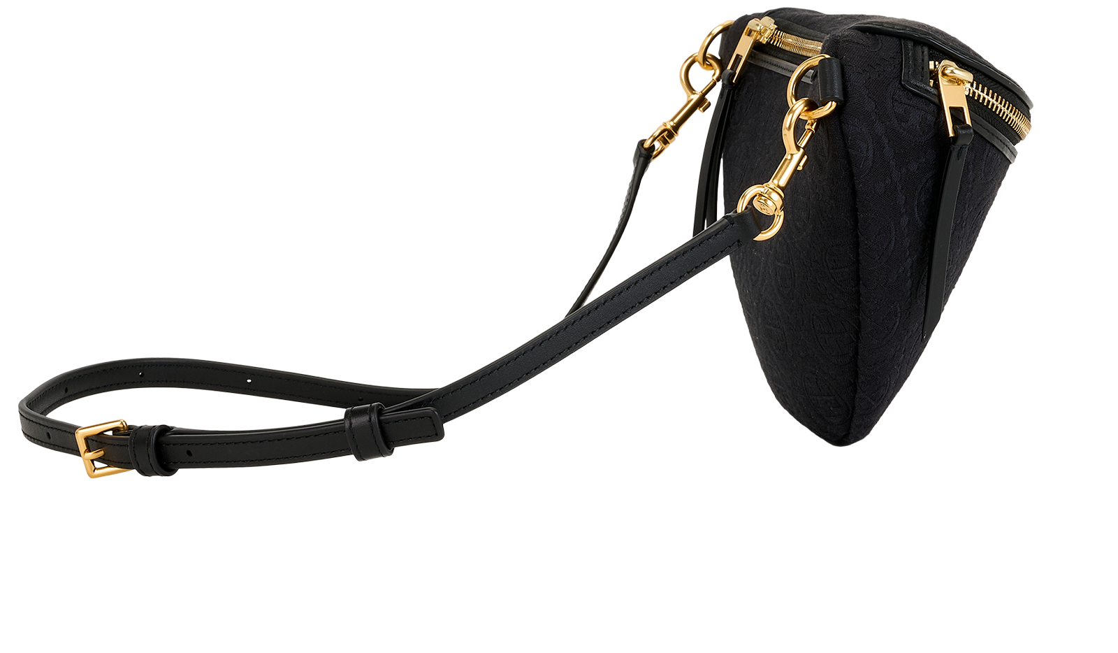 T Monogram Belt Bag, &pound;150, Handbags, Black, Fabric, Side view